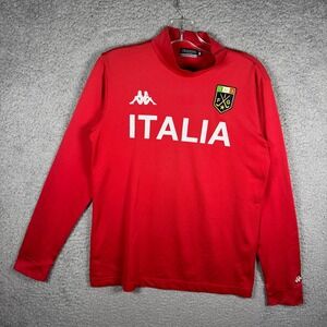 Kappa Italia Mens Red Mock Neck Long Sleeve Soccer Training Top KG152LS01 Size M